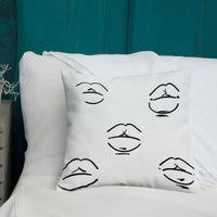 Black and White Lips Premium Pillow