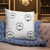 Black and White Lips Premium Pillow