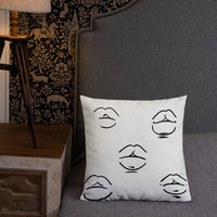 Black and White Lips Premium Pillow