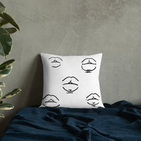 Black and White Lips Premium Pillow